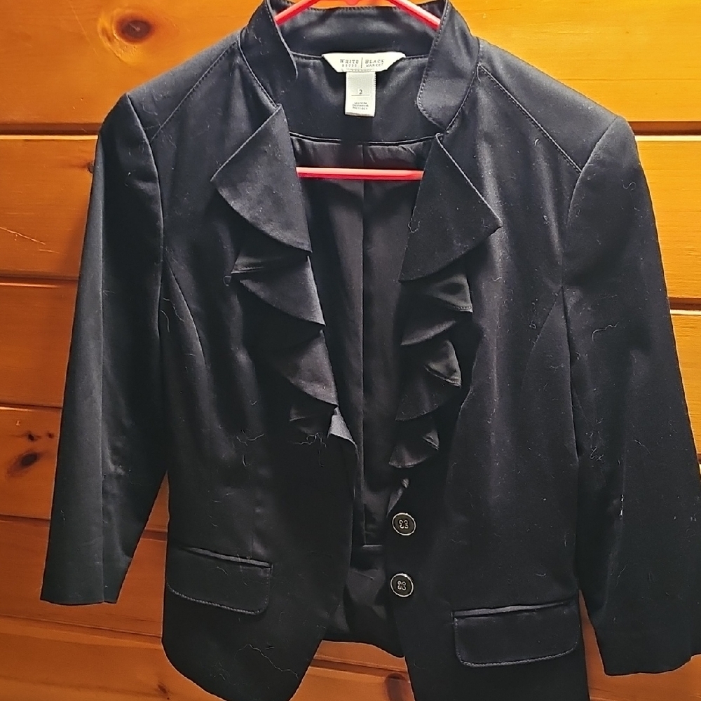 Ruffled Black Jacket by White House Black Market